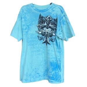 Archaic Shirt Mens XL Blue Death Glory Cross Graphic‎ Tee Angel Wings Gothic